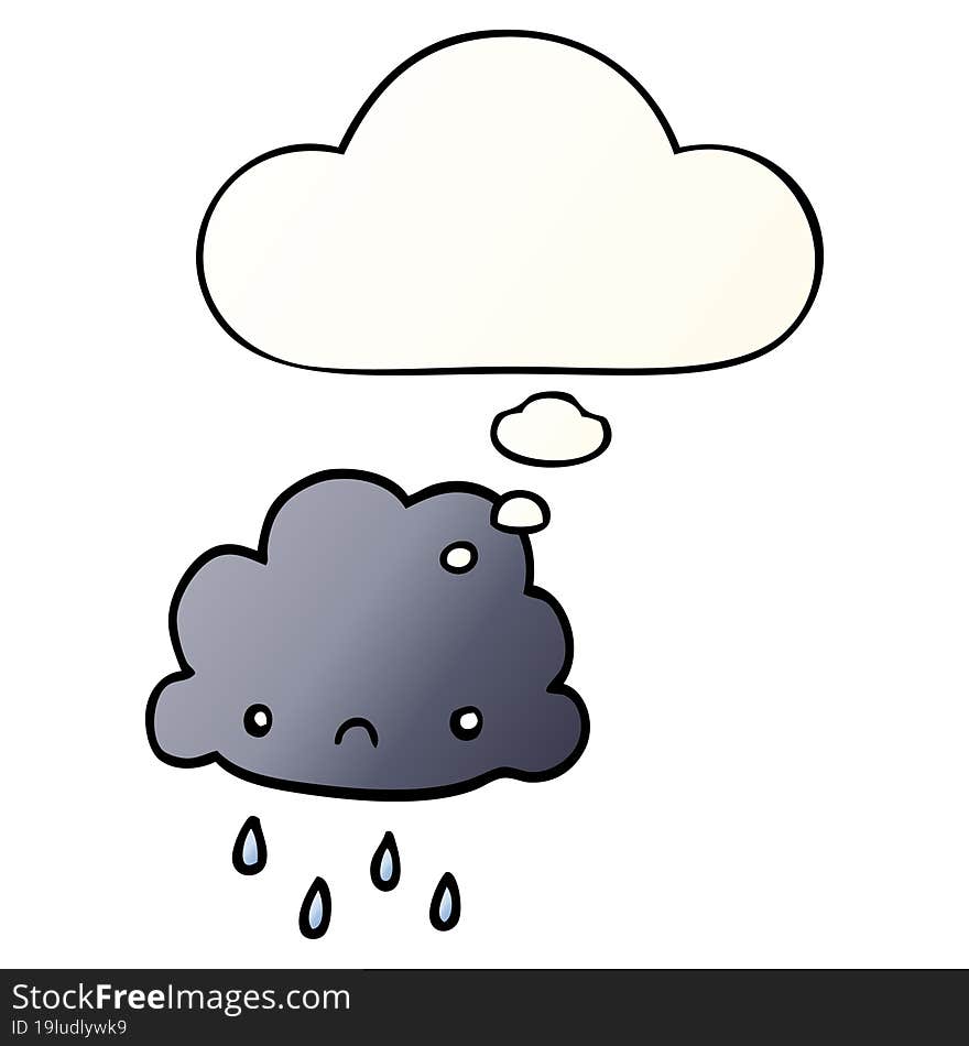 Cartoon Storm Cloud And Thought Bubble In Smooth Gradient Style