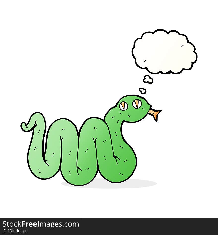 funny cartoon snake with thought bubble