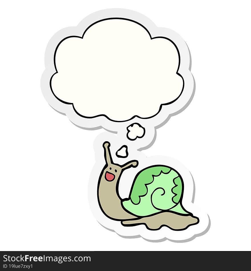 cute cartoon snail with thought bubble as a printed sticker