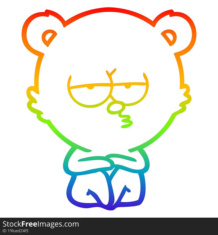 rainbow gradient line drawing bored polar bear sitting cartoon