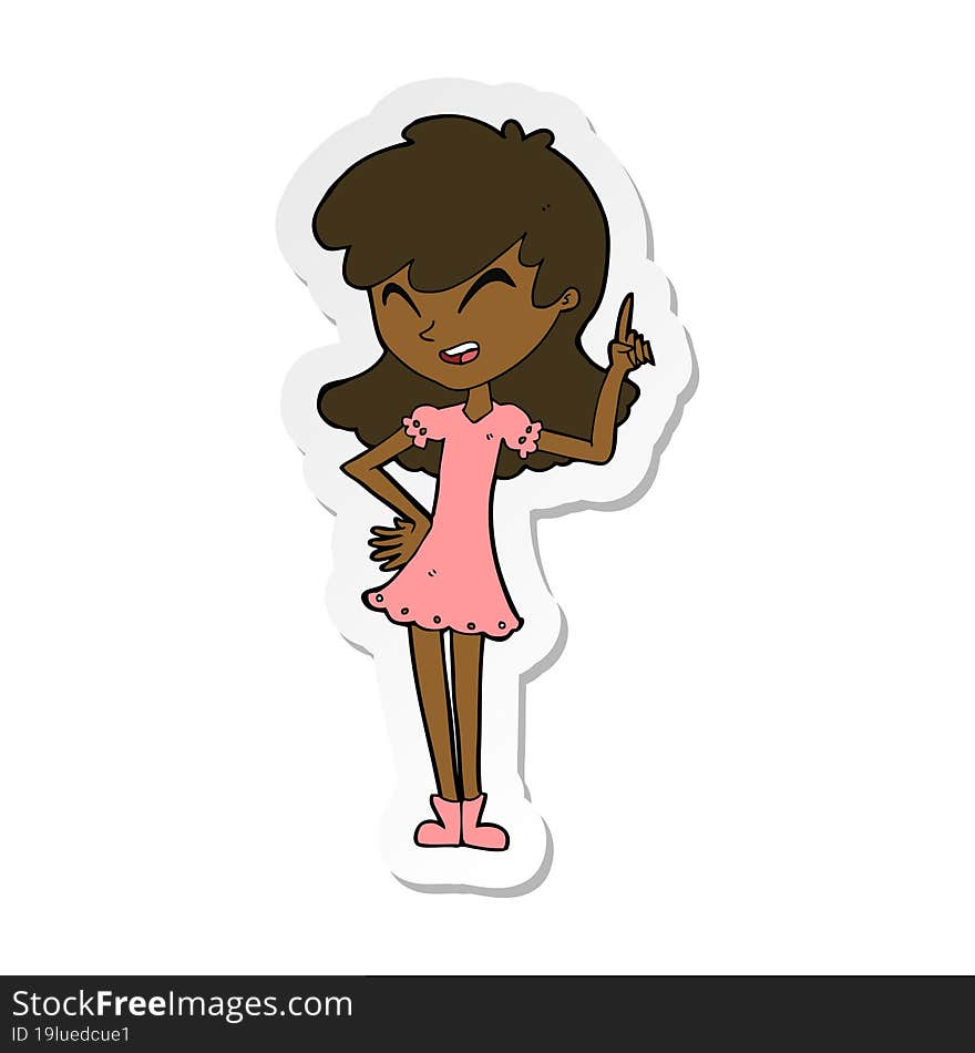 Sticker Of A Cartoon Girl Making Point