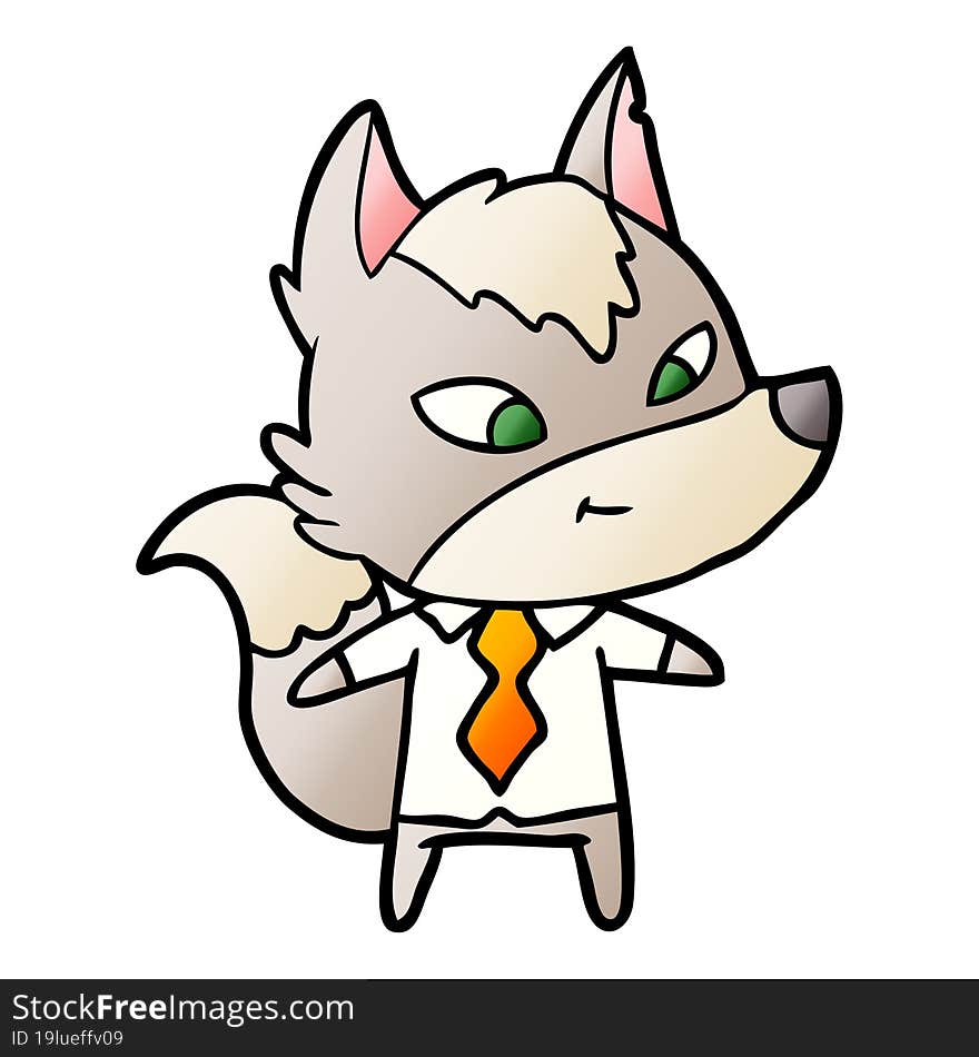 friendly cartoon wolf manager. friendly cartoon wolf manager