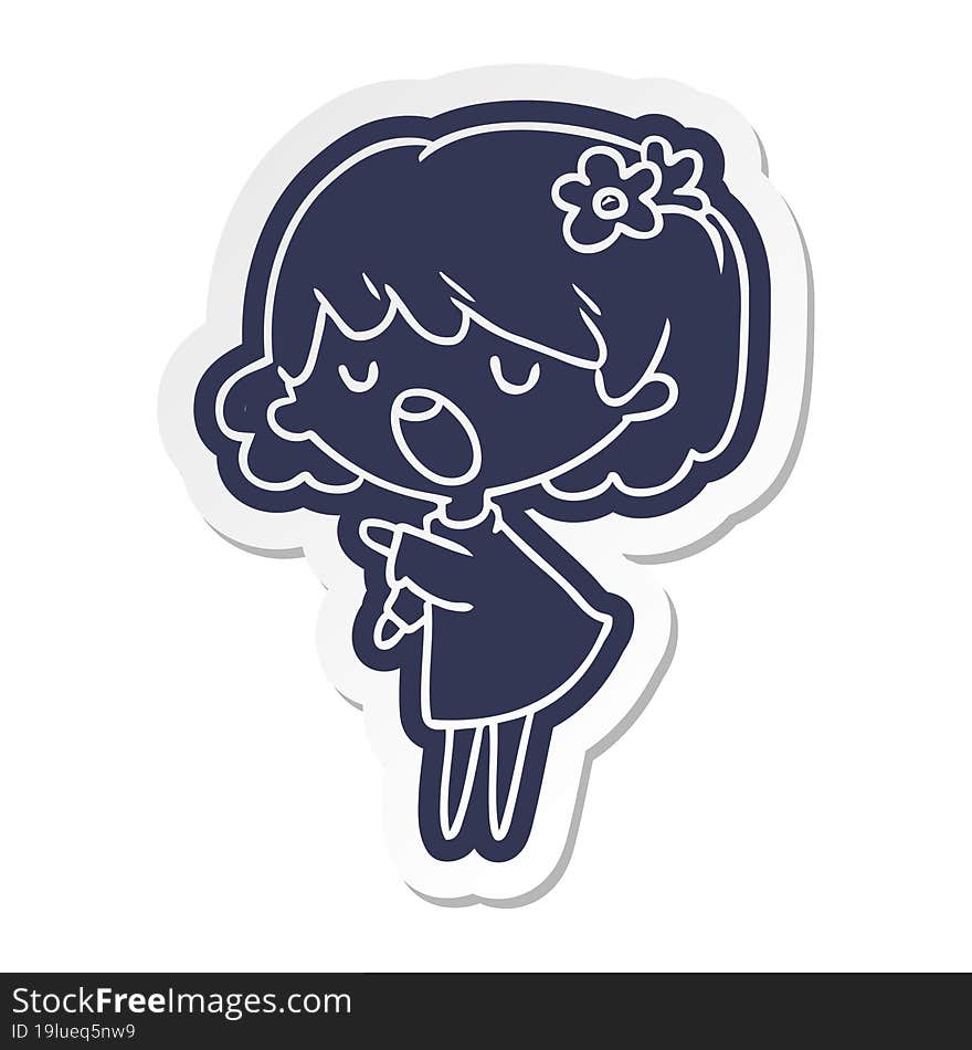 Cartoon Sticker Of A Cute Kawaii Girl