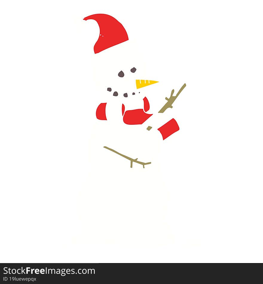 flat color illustration of snowman. flat color illustration of snowman