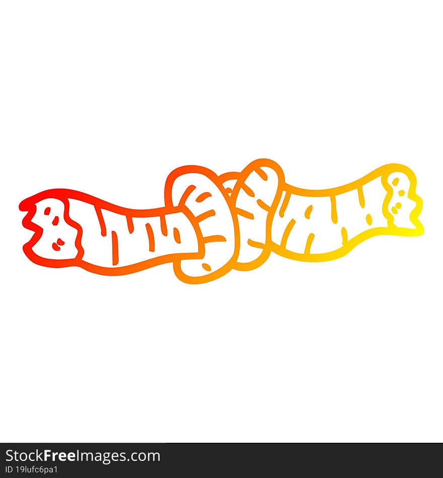 warm gradient line drawing of a cartoon tied rope