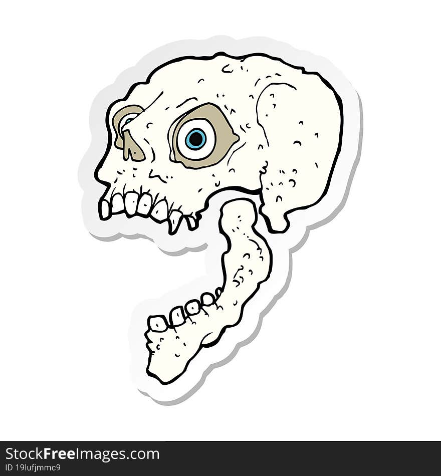 Sticker Of A Cartoon Scary Skull