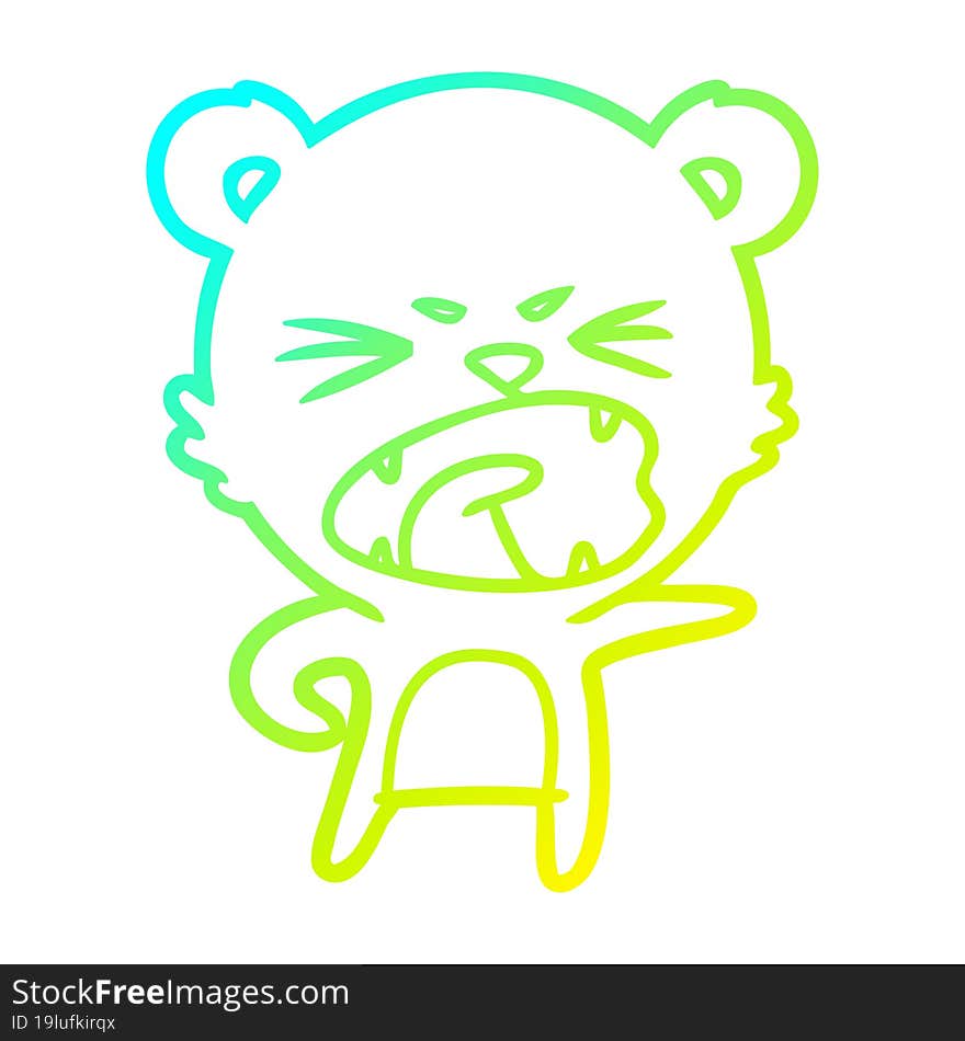 cold gradient line drawing angry cartoon bear