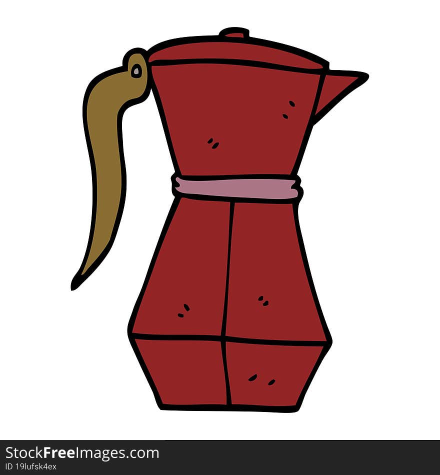 cartoon doodle espresso coffee pot