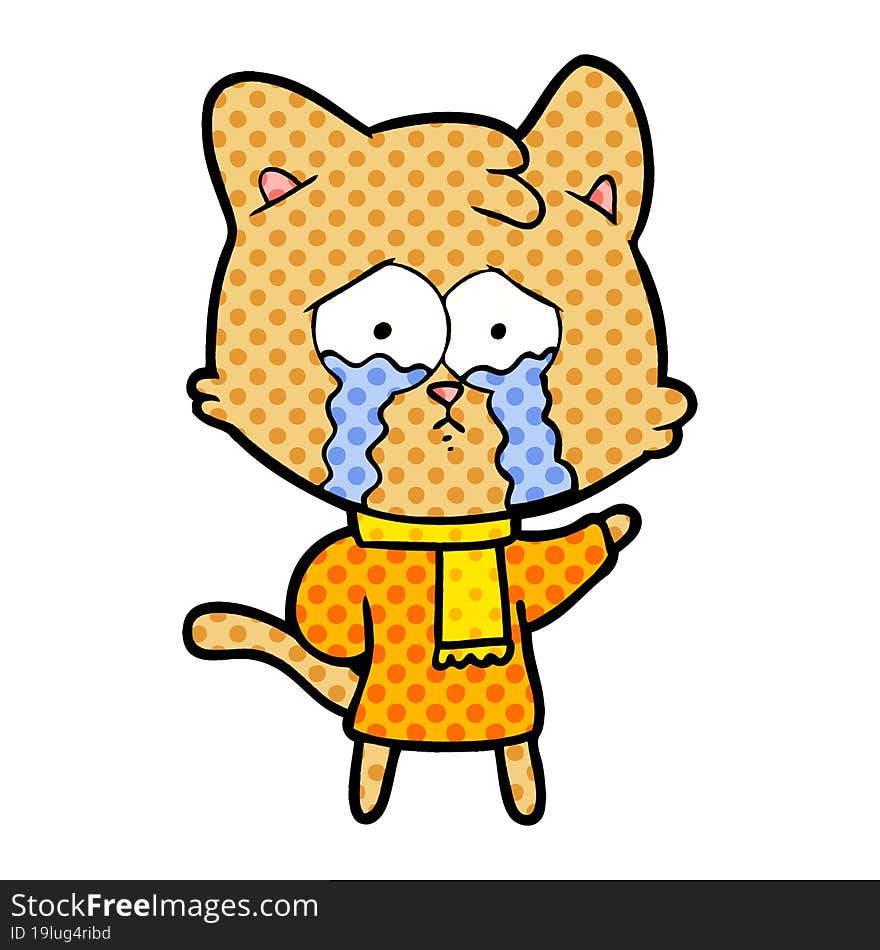 cartoon crying cat. cartoon crying cat