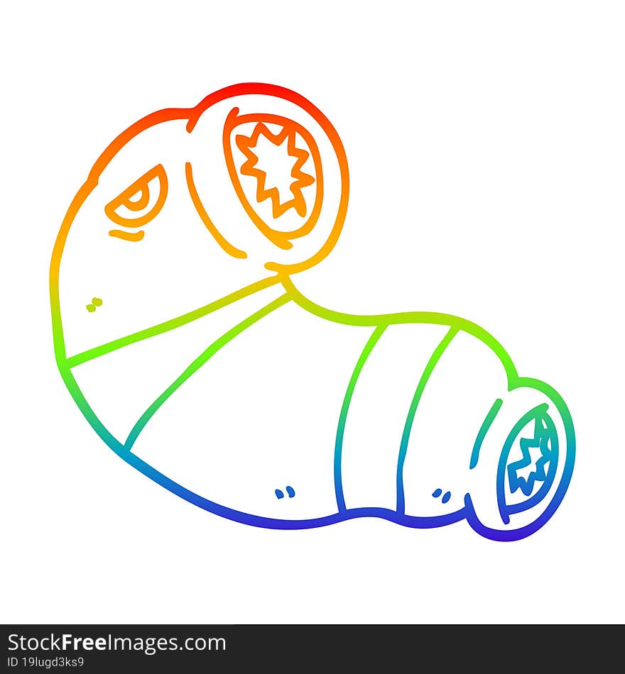 rainbow gradient line drawing cartoon monster leech