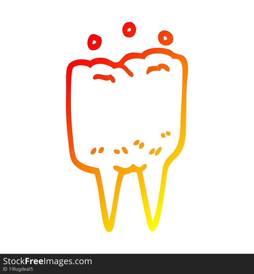 warm gradient line drawing cartoon tooth