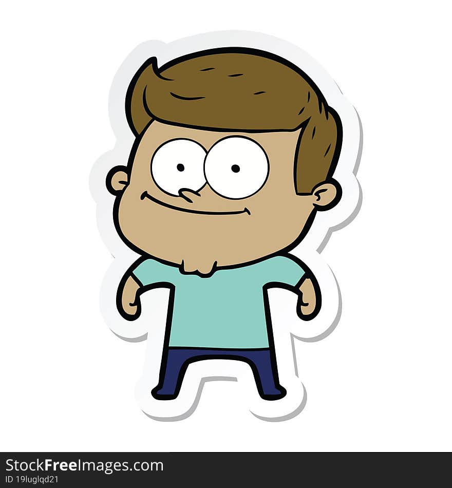 sticker of a cartoon happy man