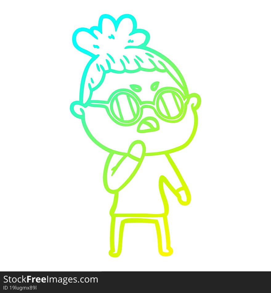 cold gradient line drawing cartoon annoyed woman