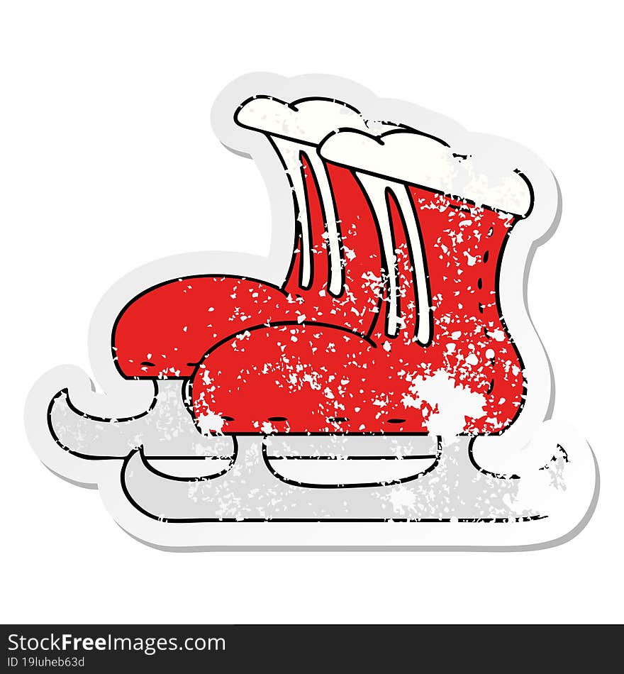 distressed sticker cartoon doodle ice skate boots