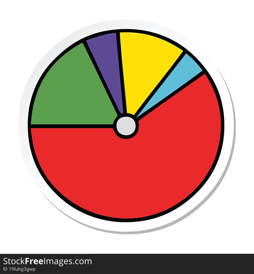 Sticker Of A Cute Cartoon Pie Chart