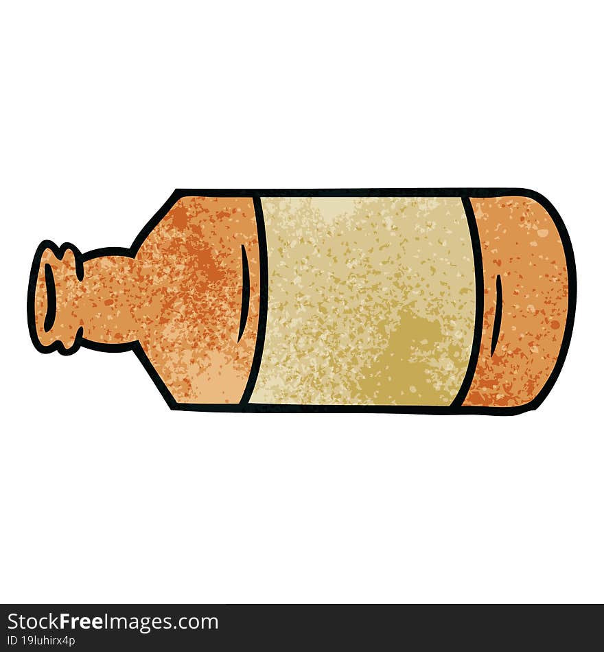 Textured Cartoon Doodle Of An Old Glass Bottle