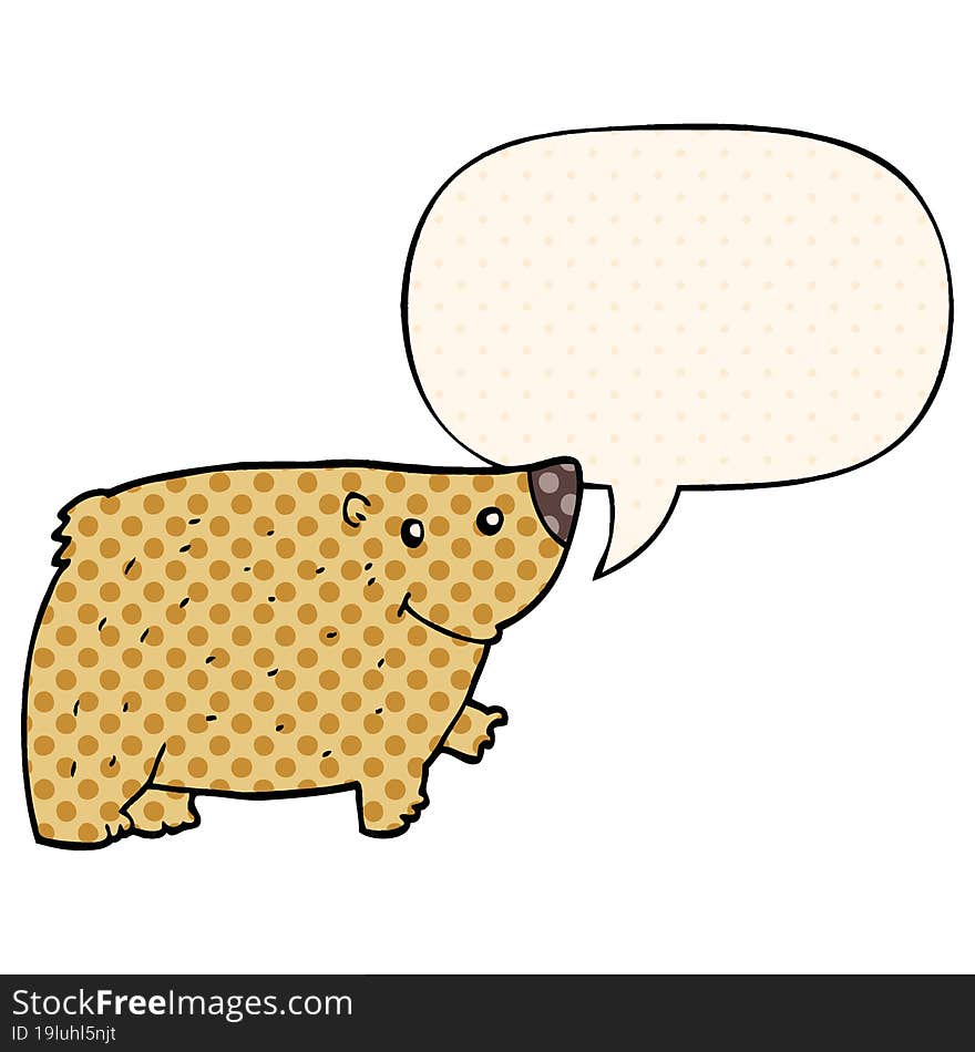 Cartoon Bear And Speech Bubble In Comic Book Style