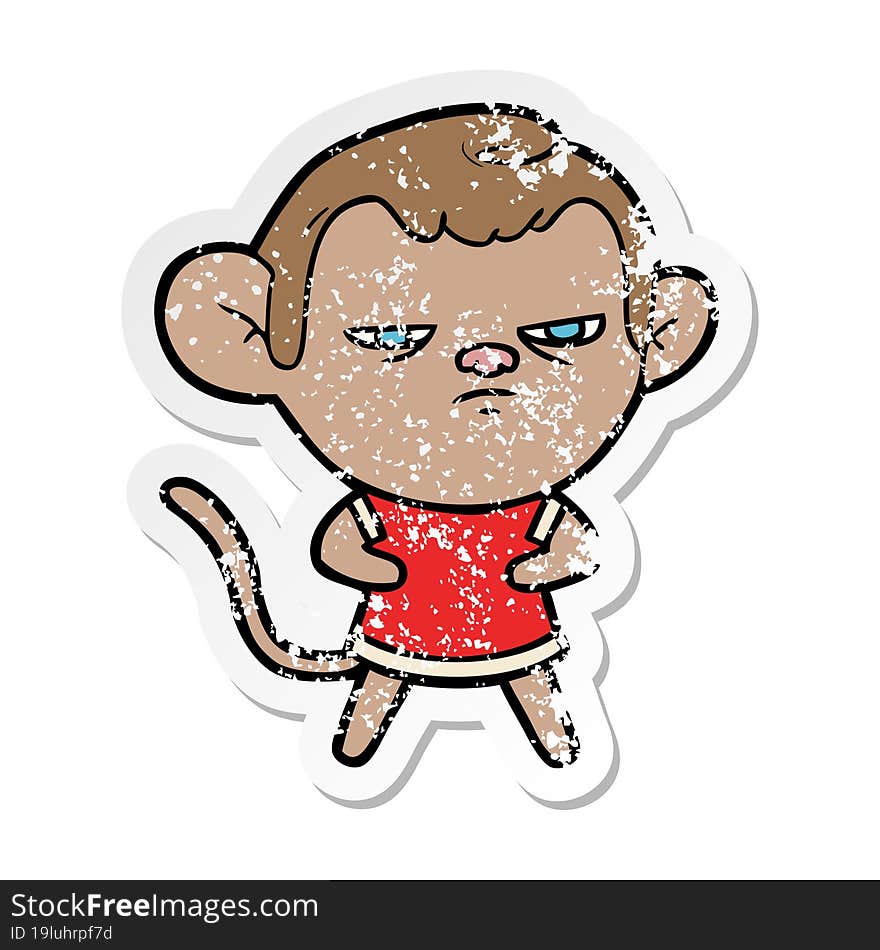 distressed sticker of a cartoon monkey