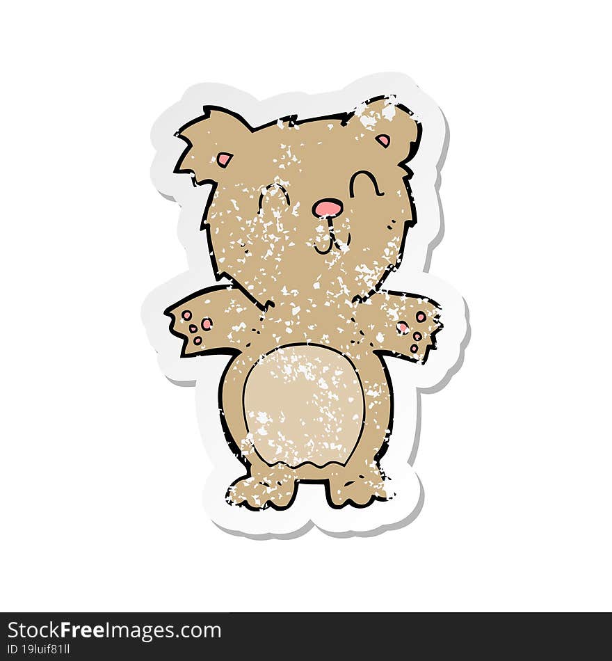 Retro Distressed Sticker Of A Cartoon Cute Teddy Bear