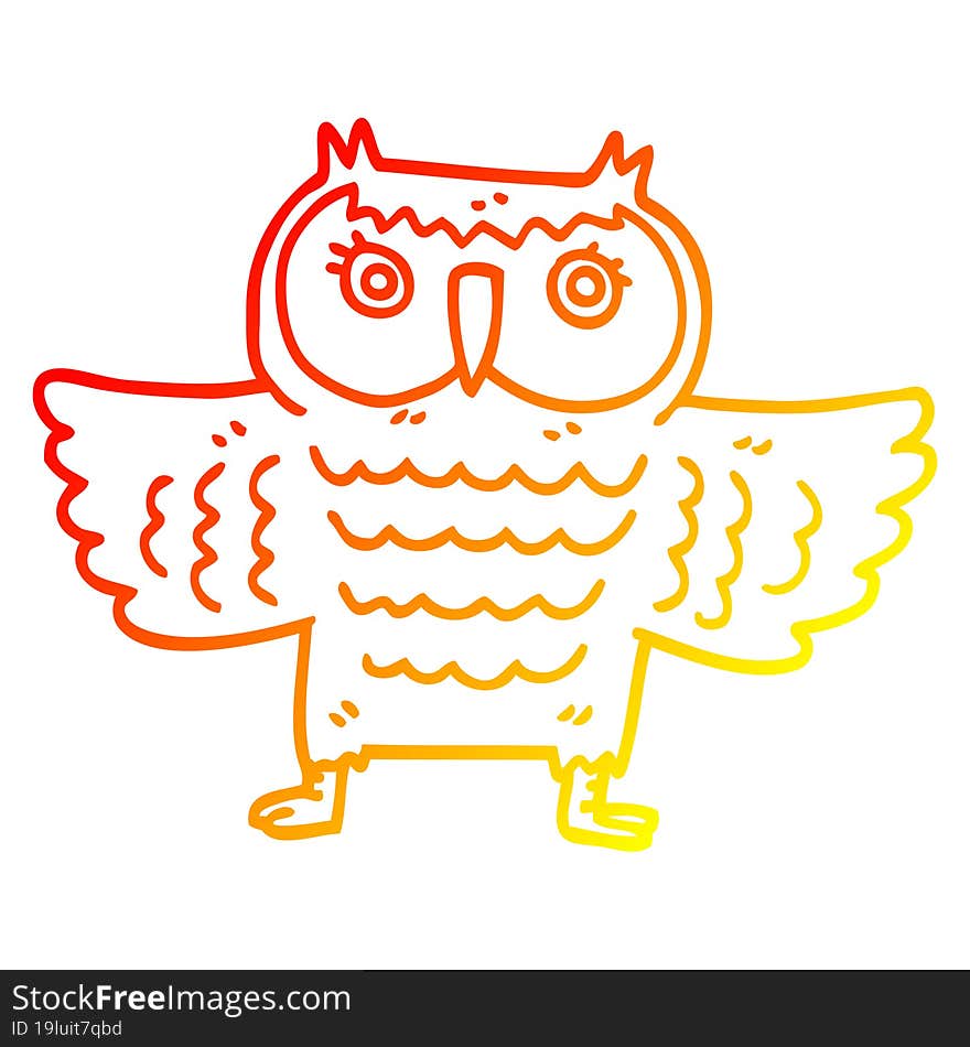 warm gradient line drawing cartoon wise old owl