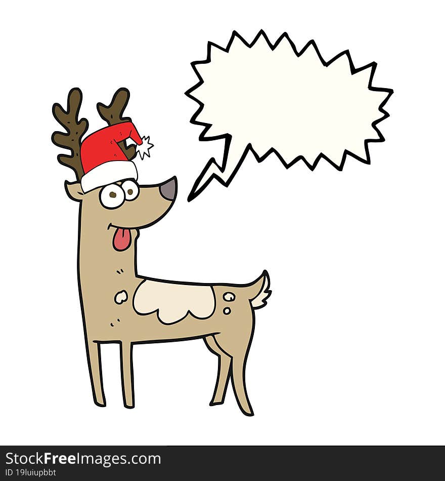 freehand drawn speech bubble cartoon crazy reindeer