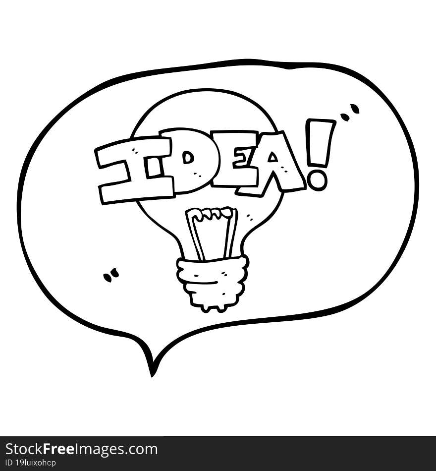 freehand drawn speech bubble cartoon idea light bulb symbol