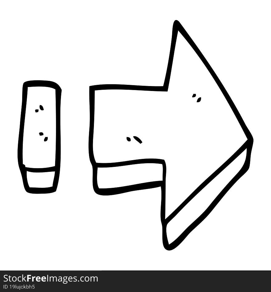 line drawing cartoon pointing arrow