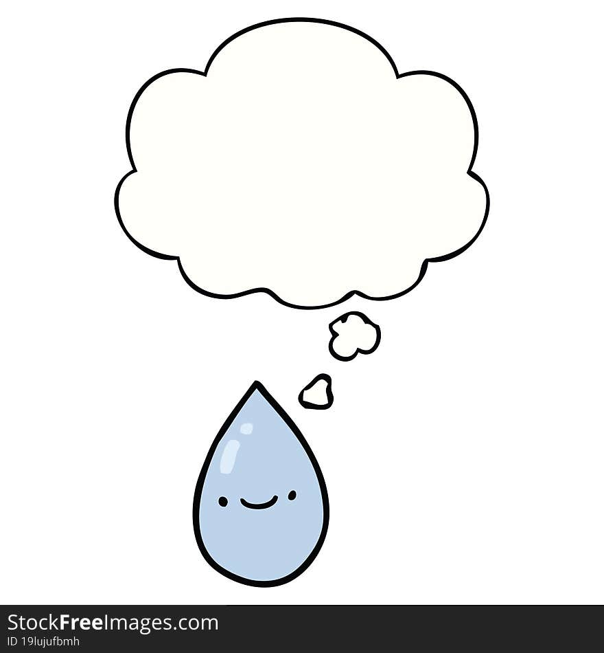 cartoon raindrop with thought bubble. cartoon raindrop with thought bubble