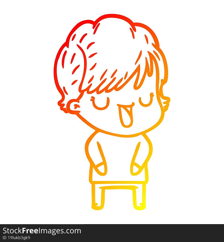 warm gradient line drawing of a cartoon woman talking