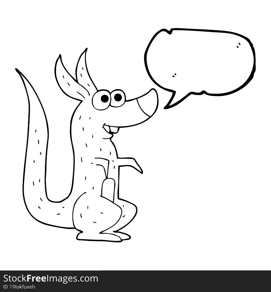 freehand drawn speech bubble cartoon kangaroo