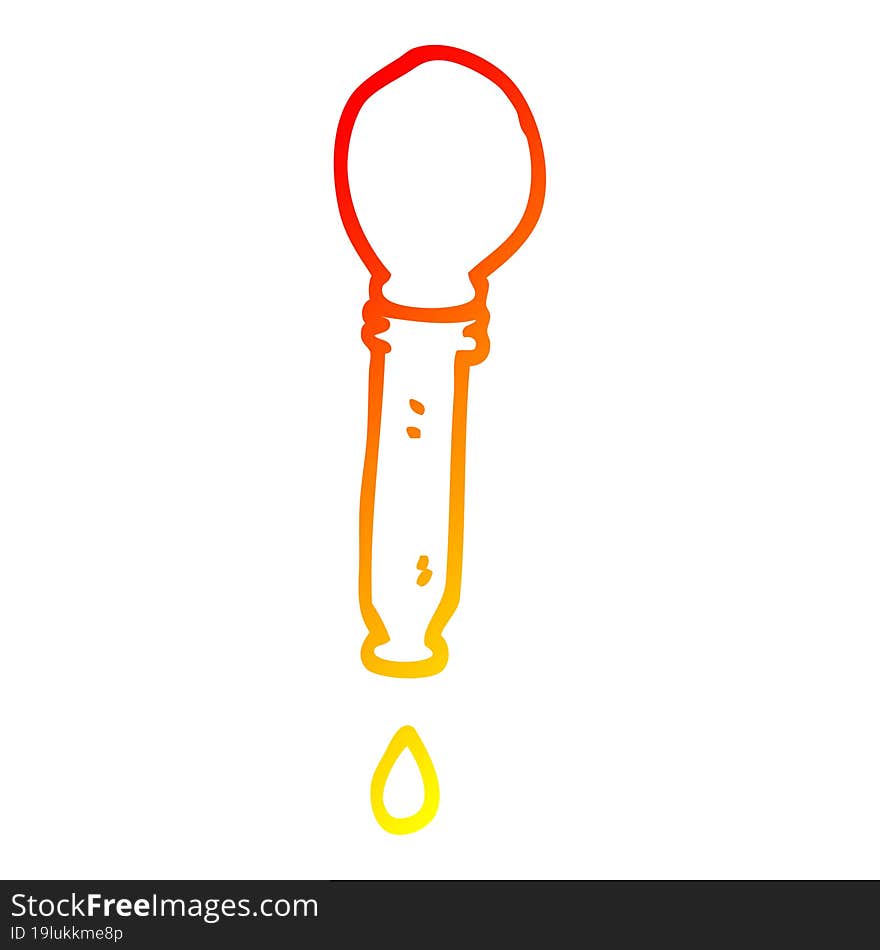 warm gradient line drawing of a cartoon dripping pipette