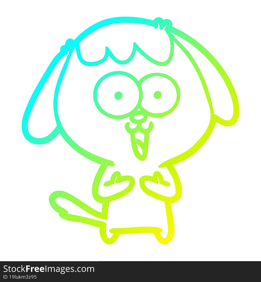 cold gradient line drawing of a cute cartoon dog