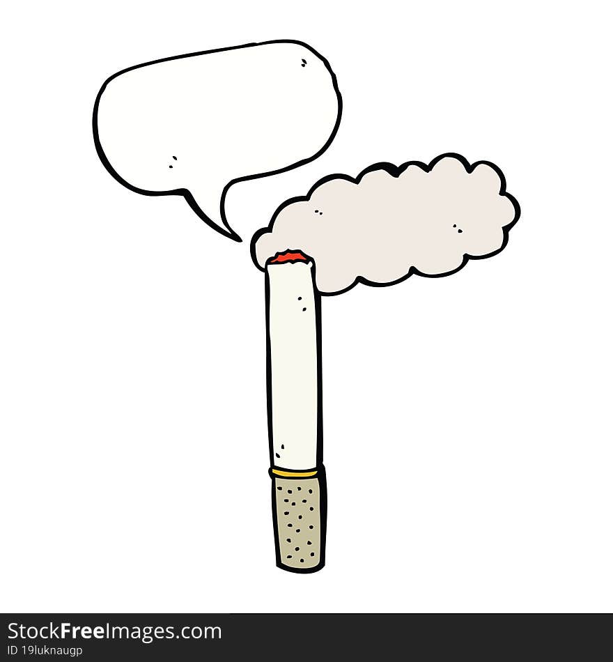 cartoon cigarette with speech bubble