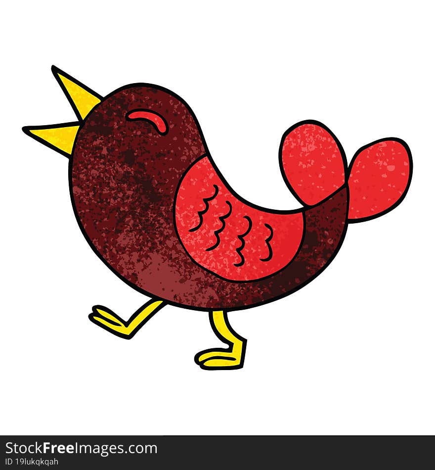 cartoon doodle red bird