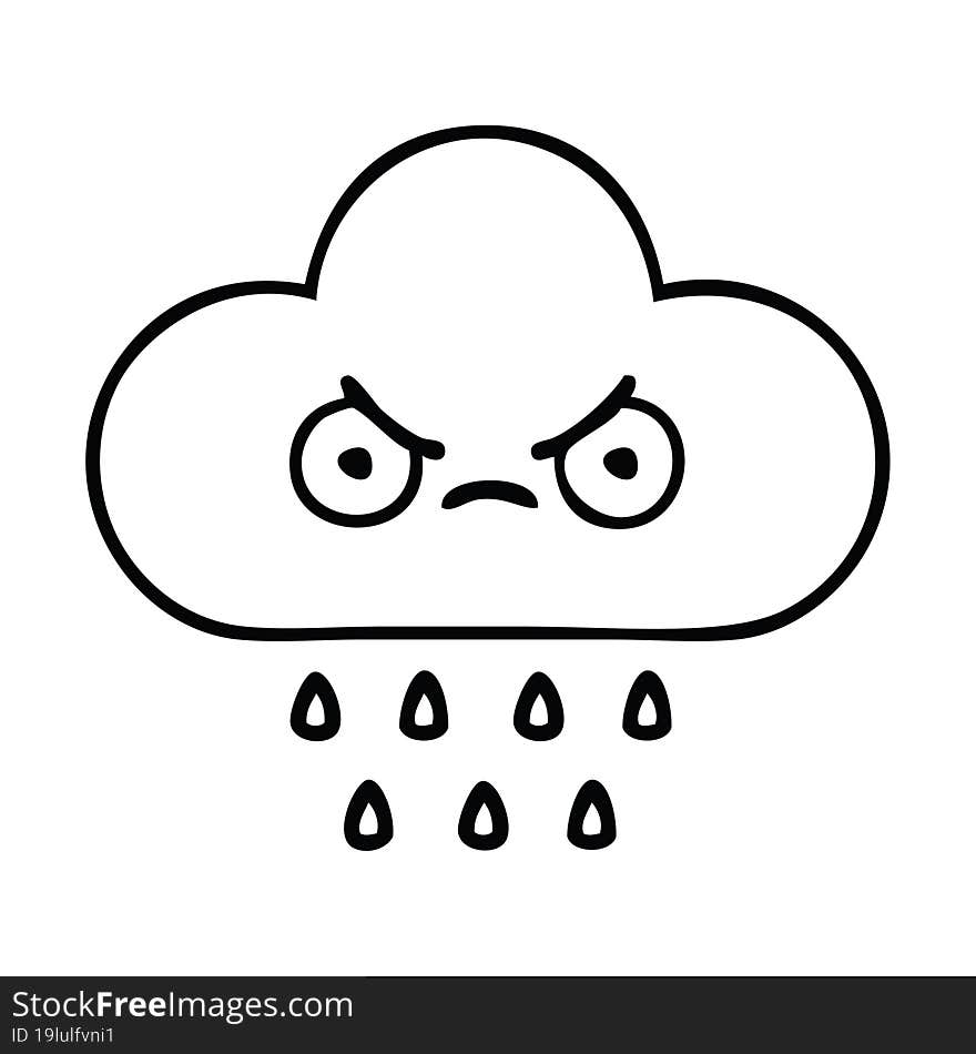 line drawing cartoon of a rain cloud