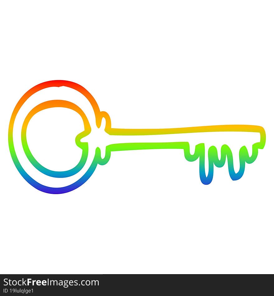 rainbow gradient line drawing cartoon key