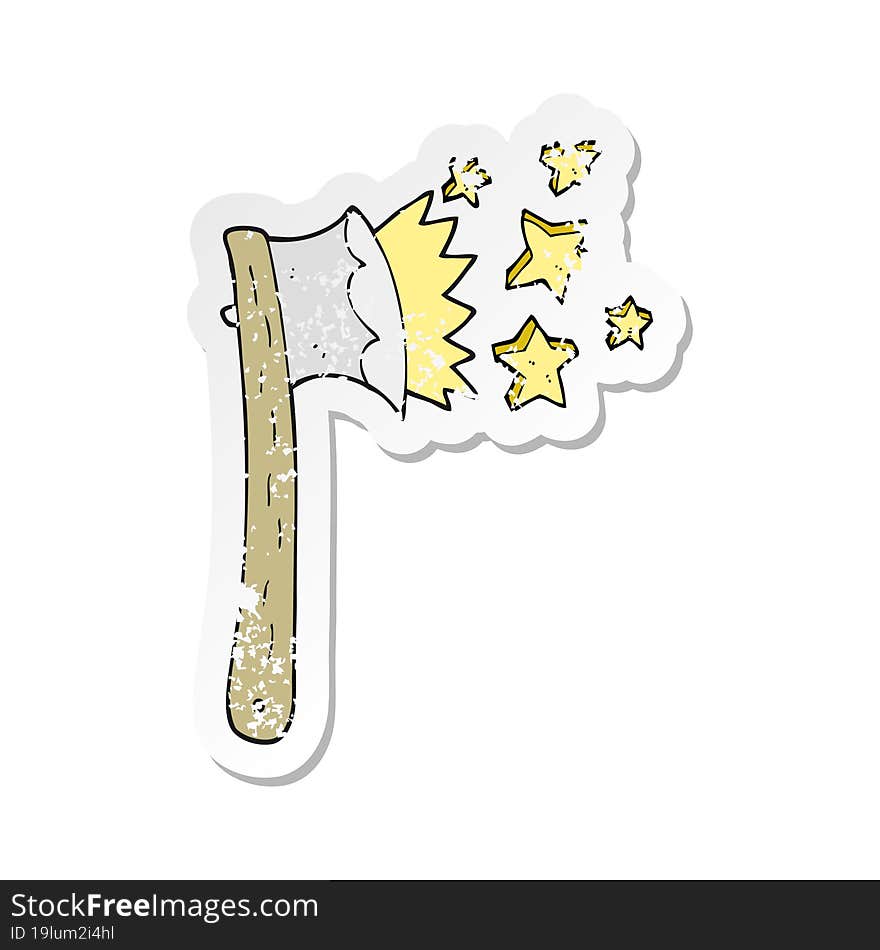 retro distressed sticker of a cartoon sharp axe