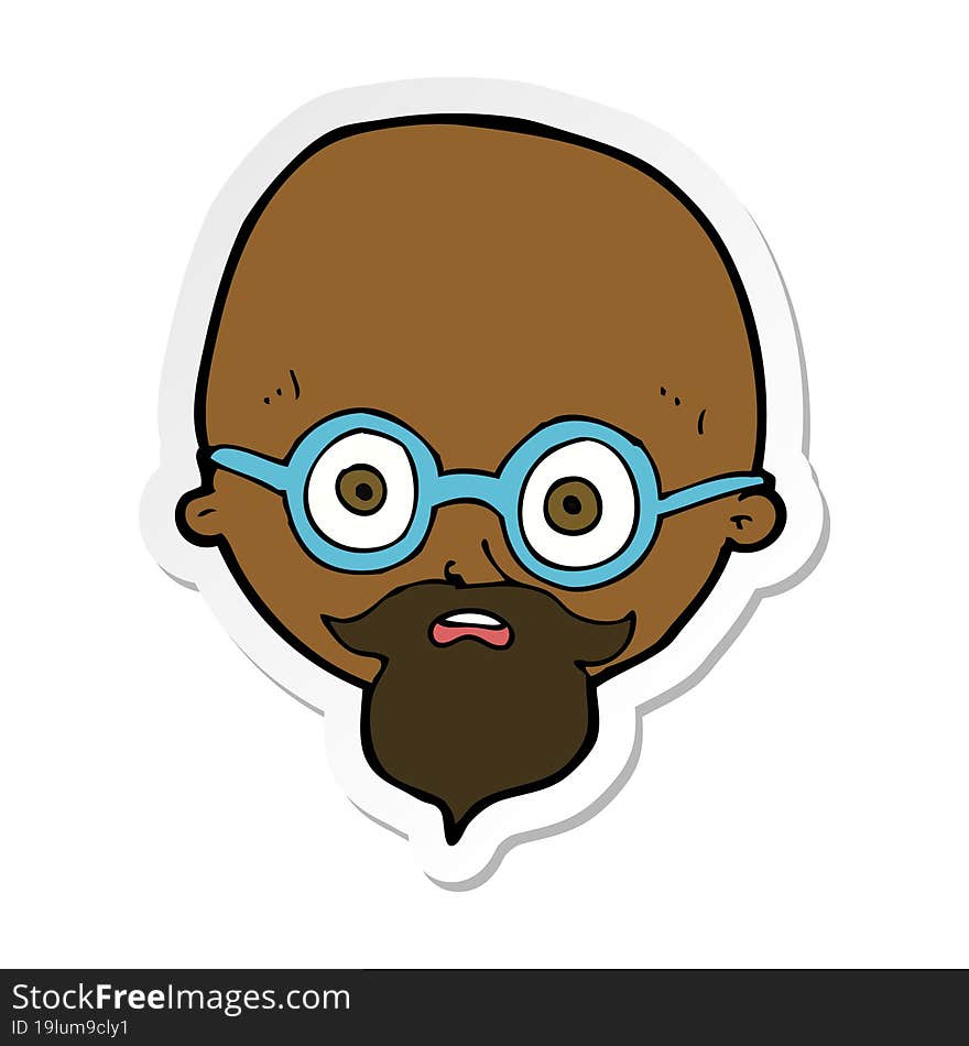 sticker of a cartoon shocked man with beard