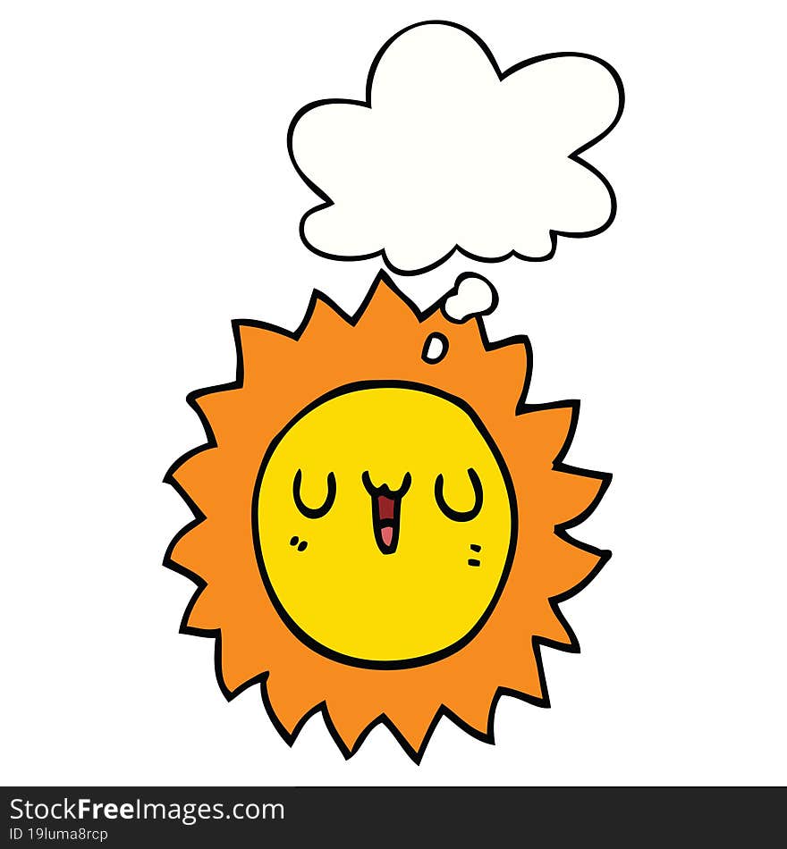 cartoon sun with thought bubble. cartoon sun with thought bubble