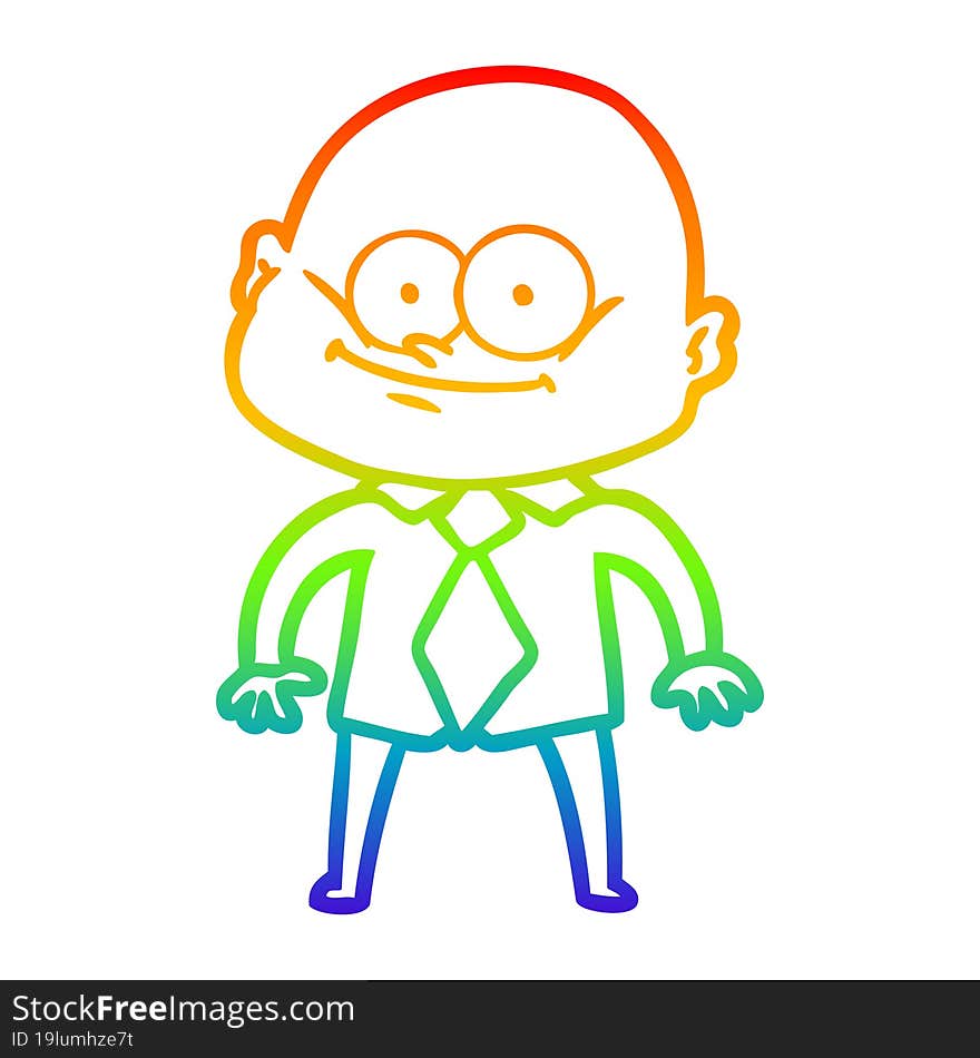 rainbow gradient line drawing cartoon manager man staring