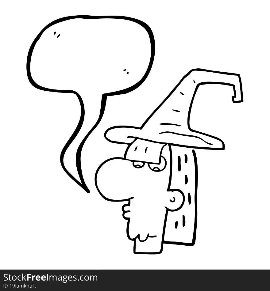 speech bubble cartoon witch head