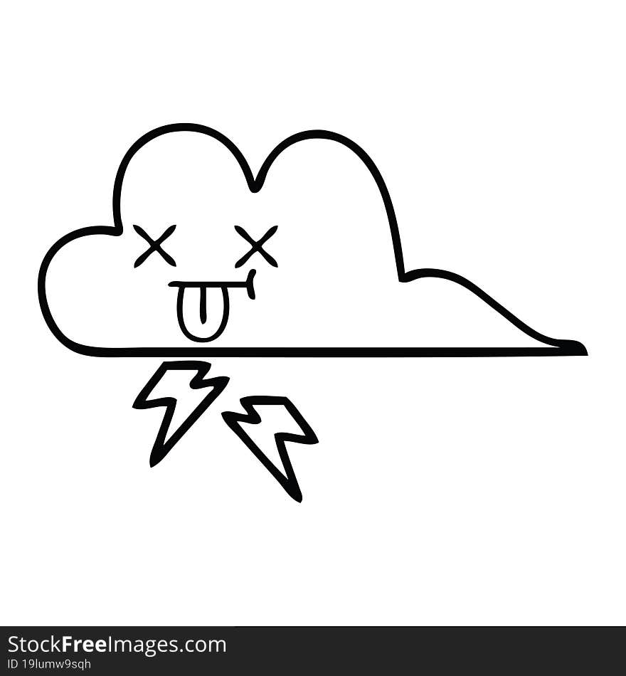 line drawing cartoon of a storm cloud