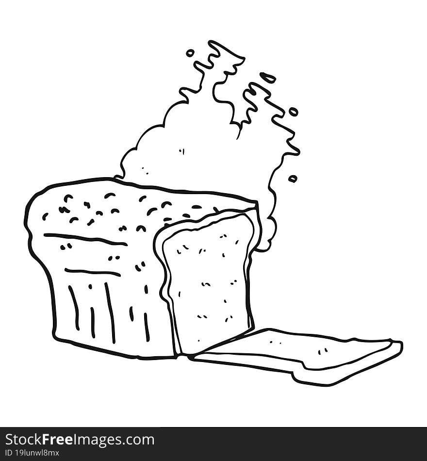 black and white cartoon fresh baked bread