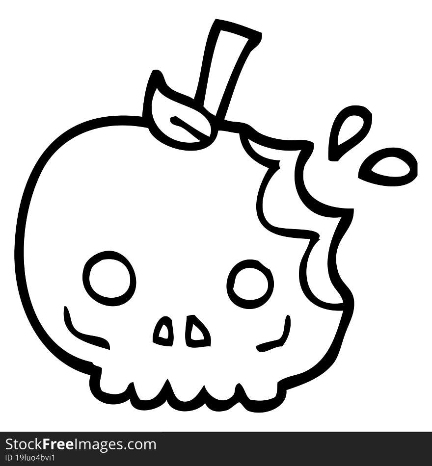 Black And White Cartoon Red Poison Apple