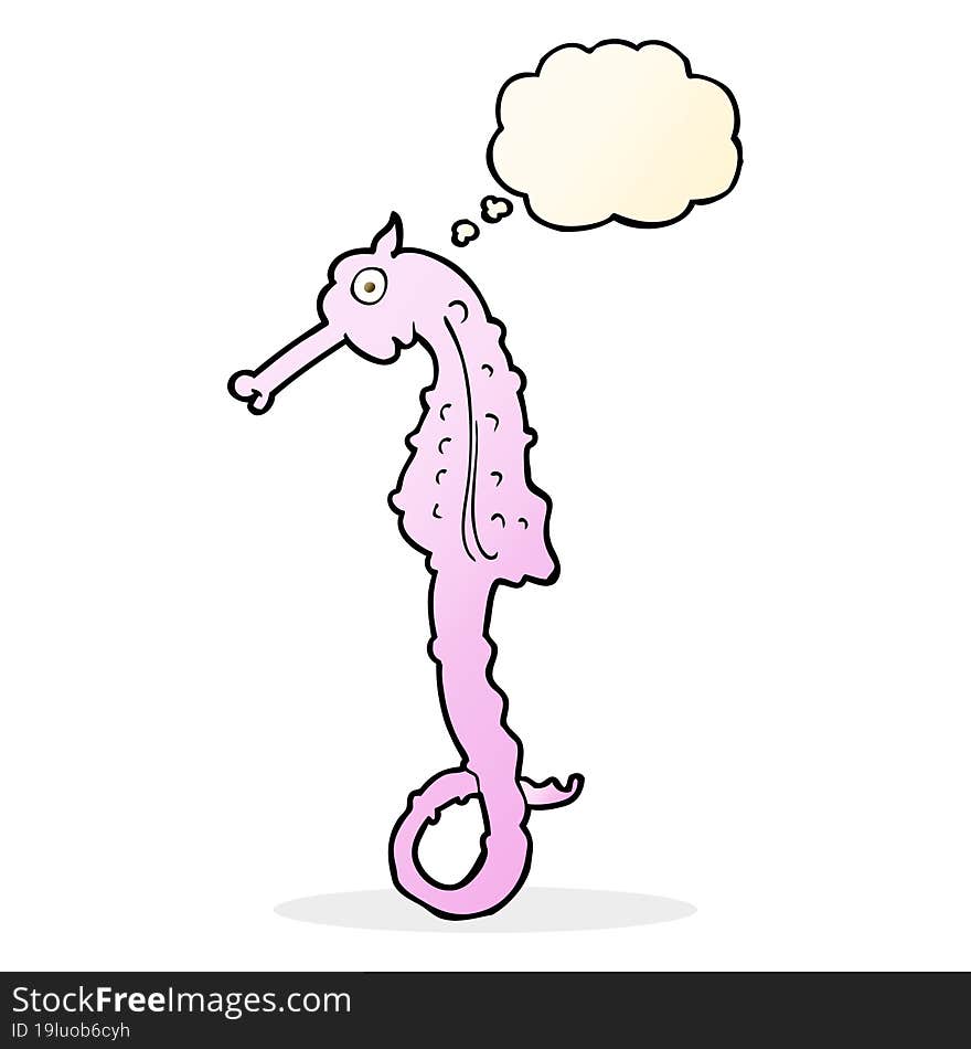 cartoon sea horse with thought bubble