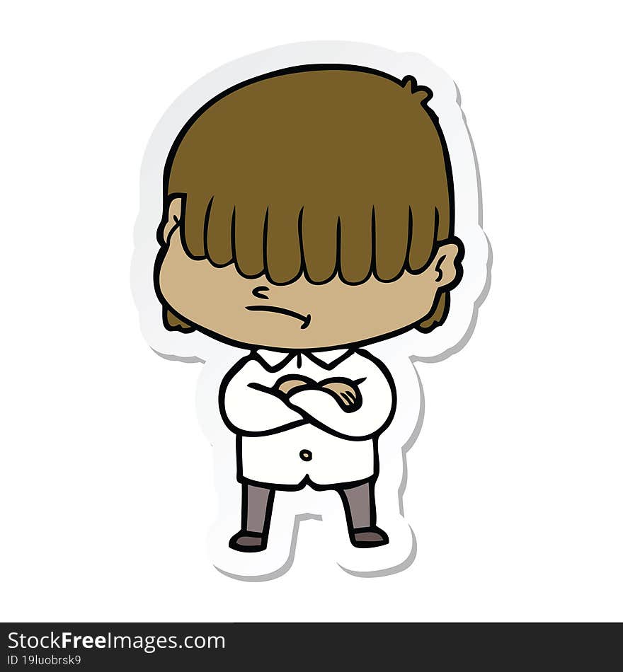 Sticker Of A Cartoon Boy With Untidy Hair