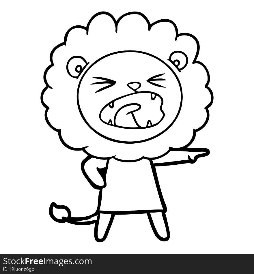 cartoon angry lion in dress. cartoon angry lion in dress