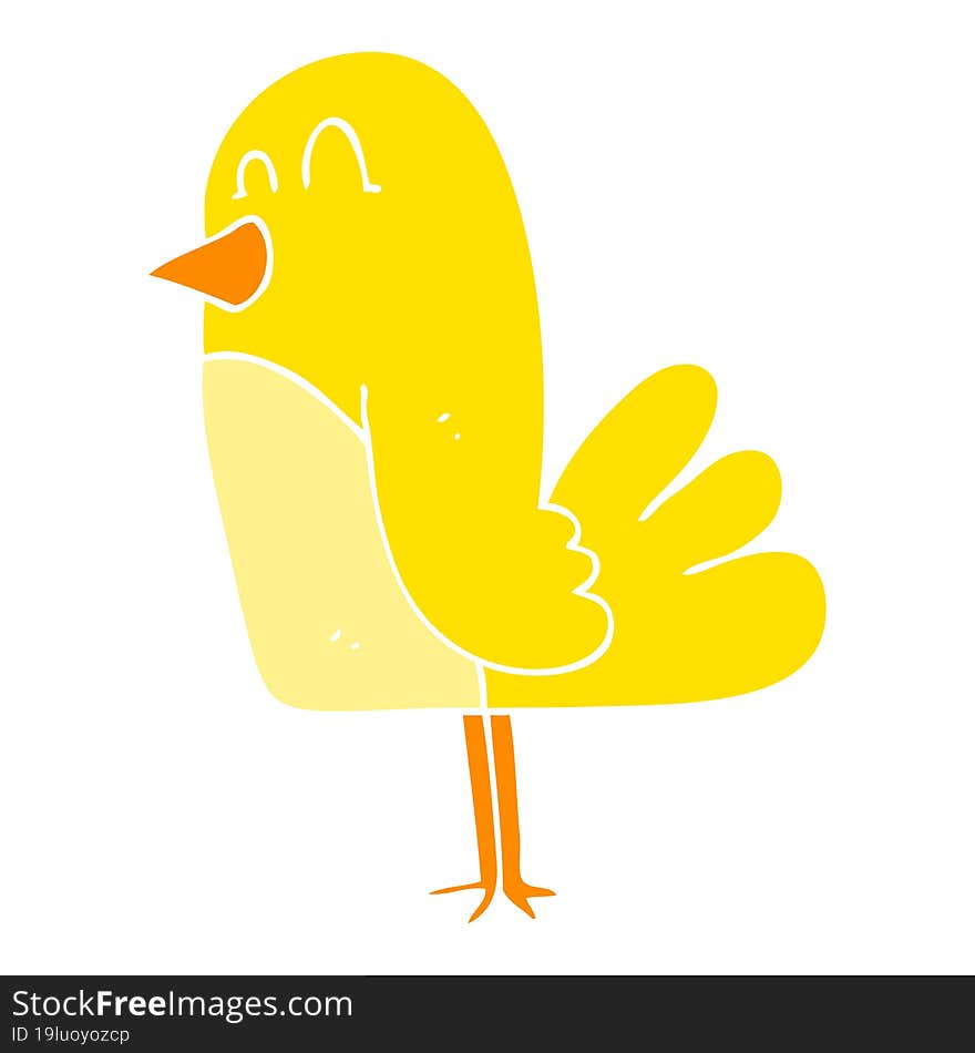 Flat Color Illustration Of A Cartoon Bird