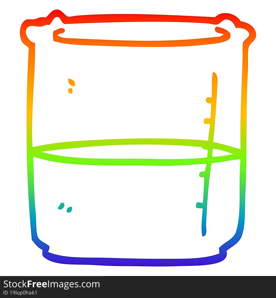 rainbow gradient line drawing cartoon beaker of blood