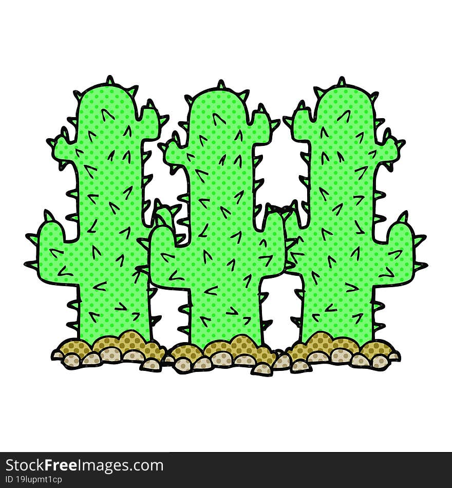 comic book style cartoon cactus